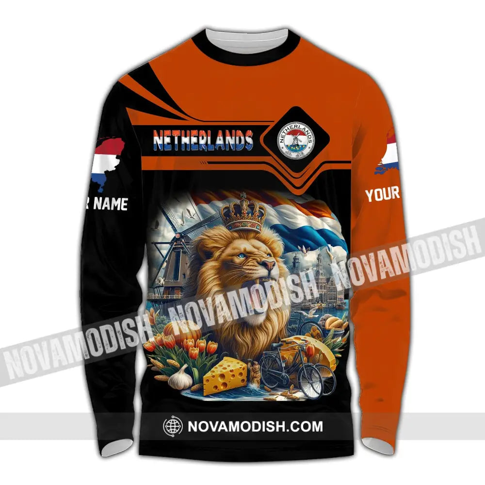 Unisex Shirt Custom Name Netherlands Polo Long Sleeve Gift / S T-Shirt