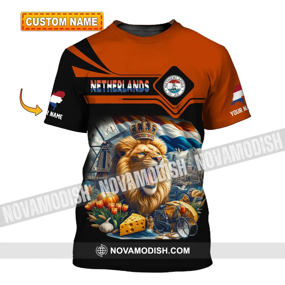 Unisex Shirt Custom Name Netherlands Polo Long Sleeve Gift T-Shirt