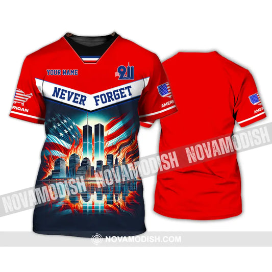 Unisex Shirt Custom Name Never Forget 911 Memorial Firefighter T-Shirt / S T-Shirt