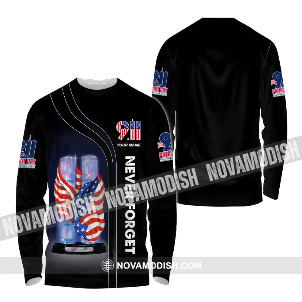 Unisex Shirt Custom Name Never Forget Firefighter Memorial 911 Long Sleeve / S T-Shirt