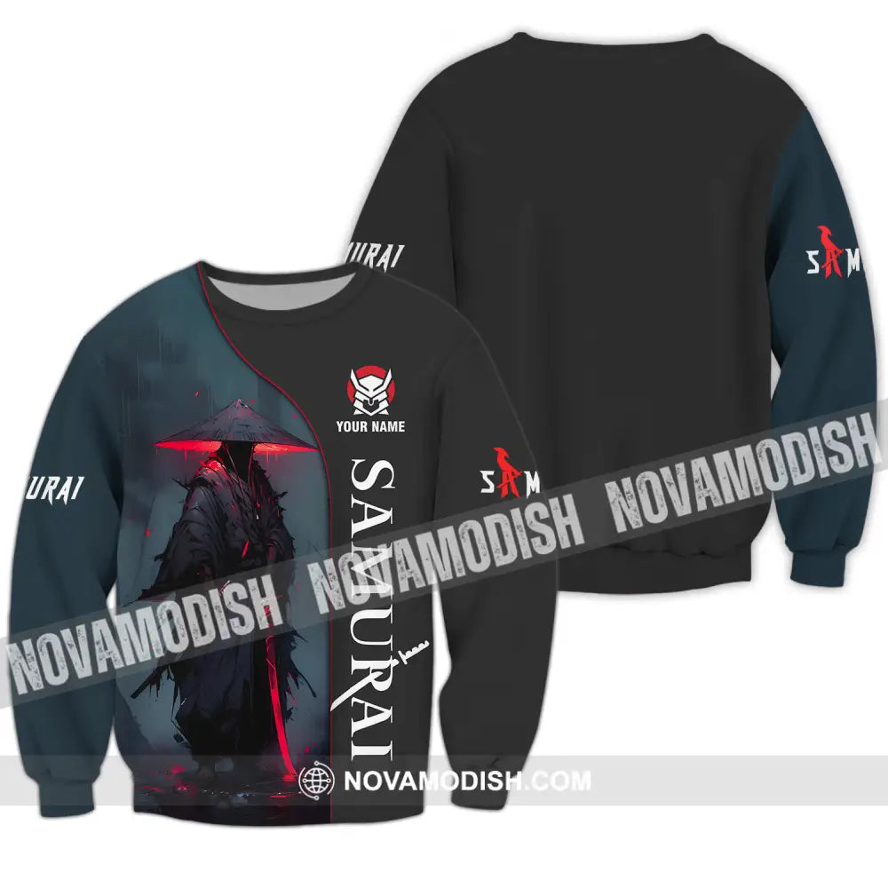 Unisex Shirt - Custom Name Night Samurai Shirt Long Sleeve / S T-shirt