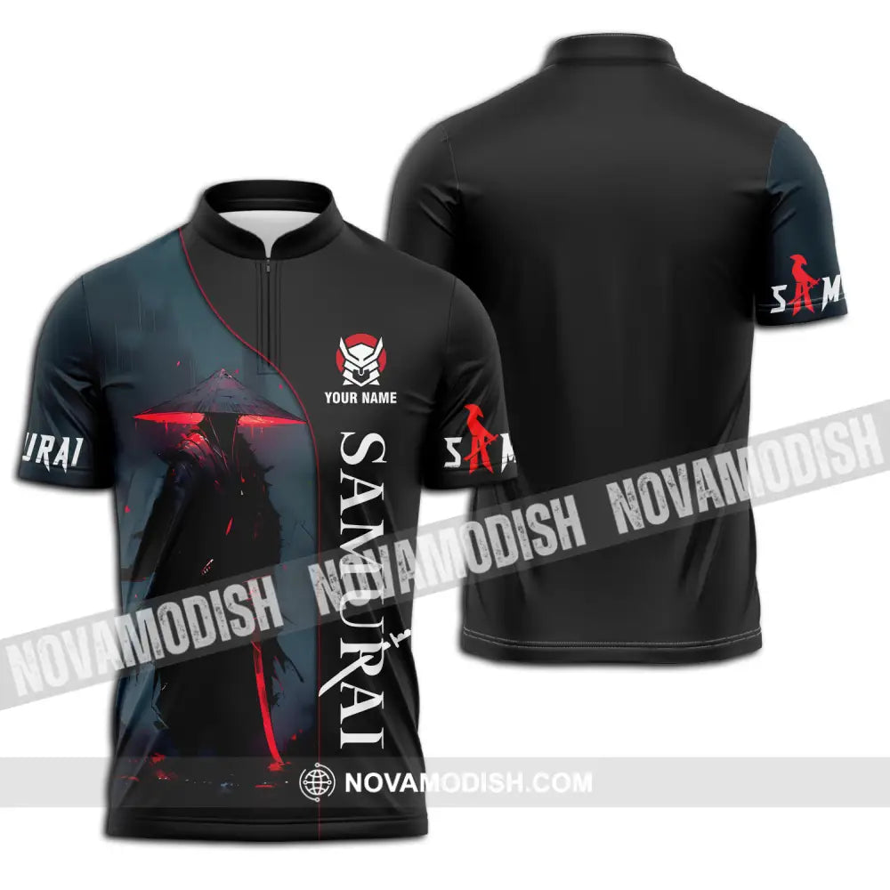 Unisex Shirt - Custom Name Night Samurai Shirt Zipper Polo Shirt / S T-shirt