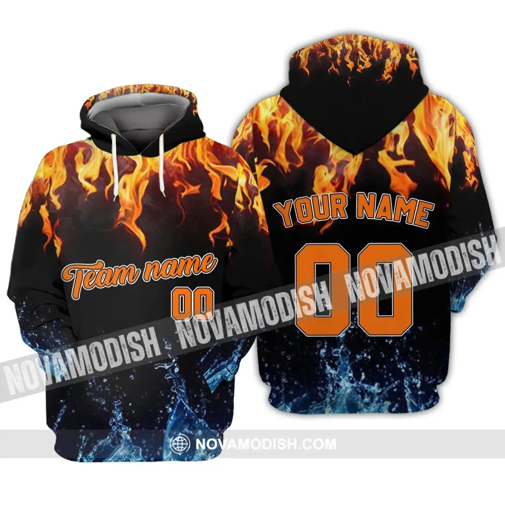 Unisex Shirt - Custom Name Number And Team Name T-Shirt - Hot Fire And Cool Water Hoodie / S T-shirt