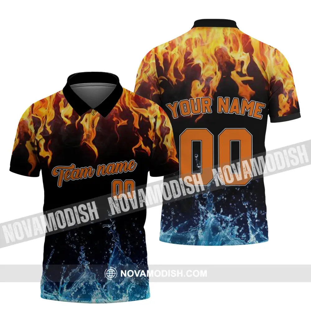 Unisex Shirt - Custom Name Number And Team Name T-Shirt - Hot Fire And Cool Water Polo Shirt / S T-shirt