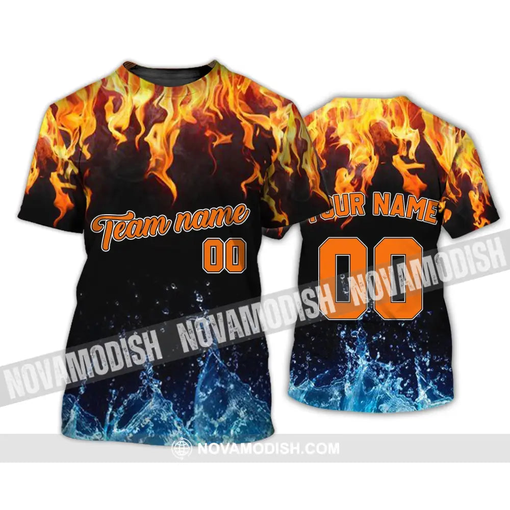 Unisex Shirt - Custom Name Number And Team Name T-Shirt - Hot Fire And Cool Water T-Shirt / S T-shirt