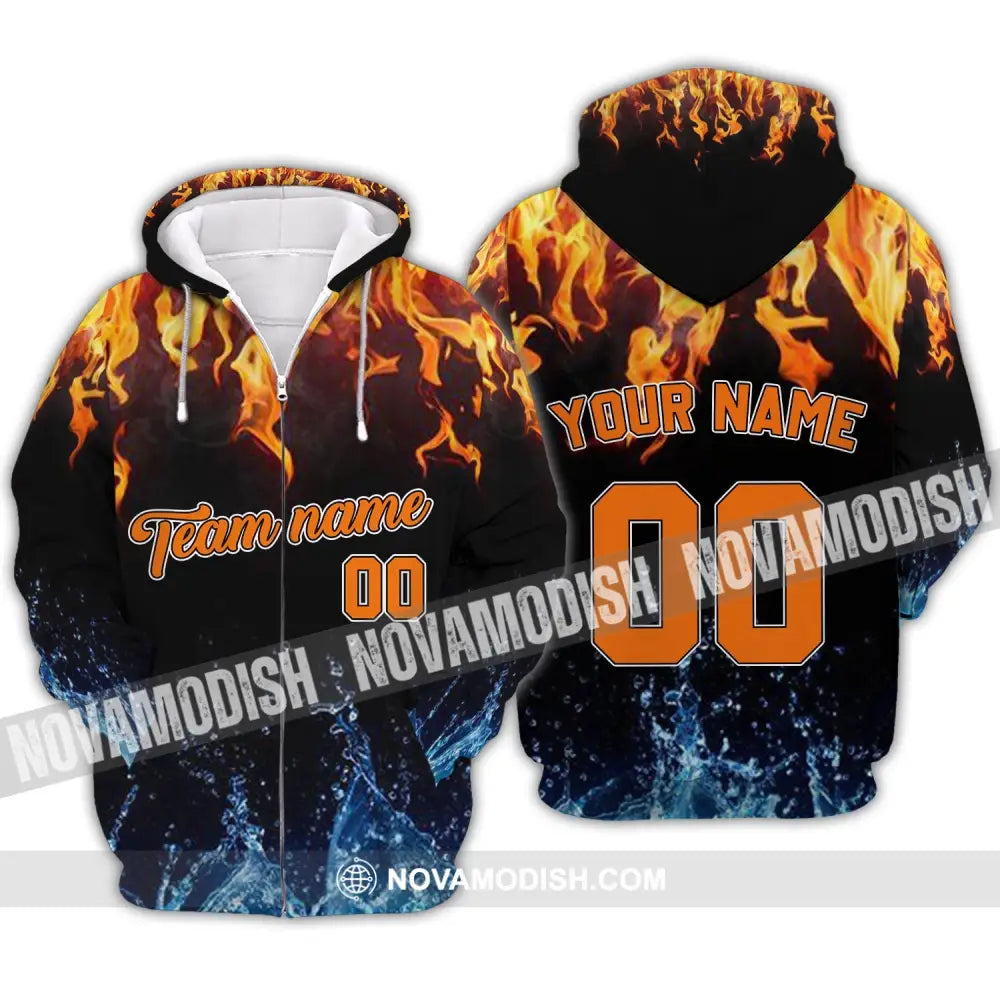 Unisex Shirt - Custom Name Number And Team Name T-Shirt - Hot Fire And Cool Water Zipper Hoodie / S T-shirt