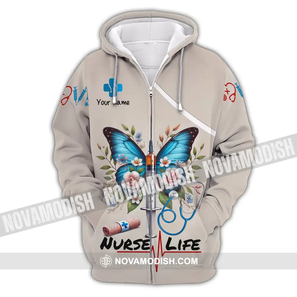 Unisex Shirt - Custom Name Nurse Life Zipper Hoodie / S T-Shirt