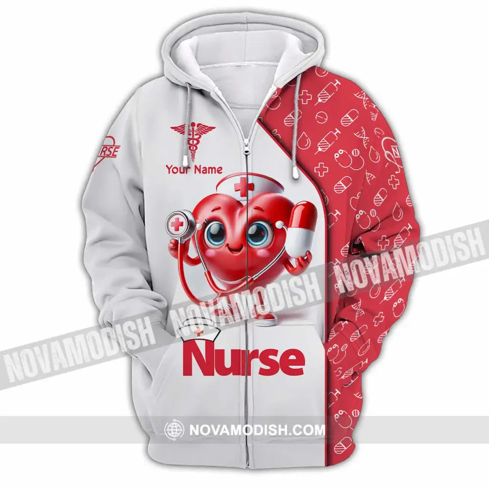 Unisex Shirt Custom Name Nurse T-Shirt Zipper Hoodie / S T-Shirt