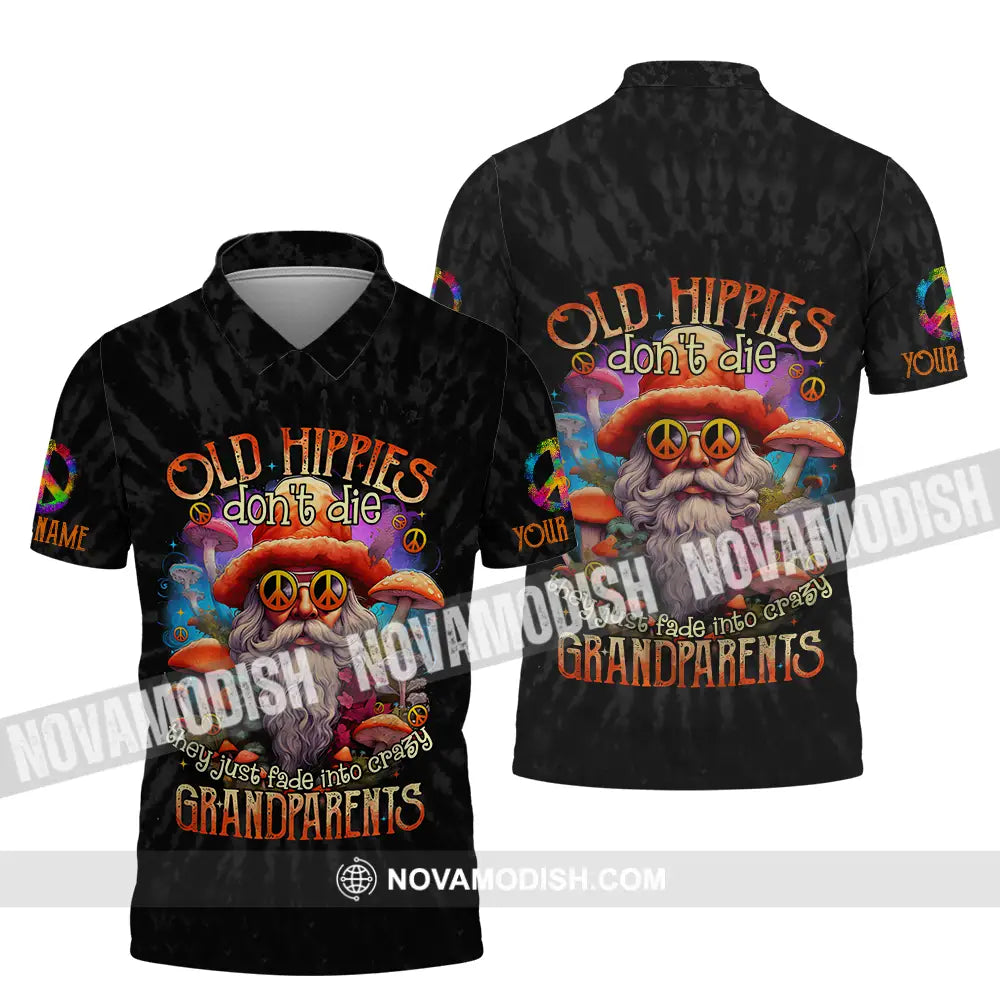 Unisex Shirt - Custom Name Old Hippie Don’t Die Shirt Polo Shirt / S T-shirt