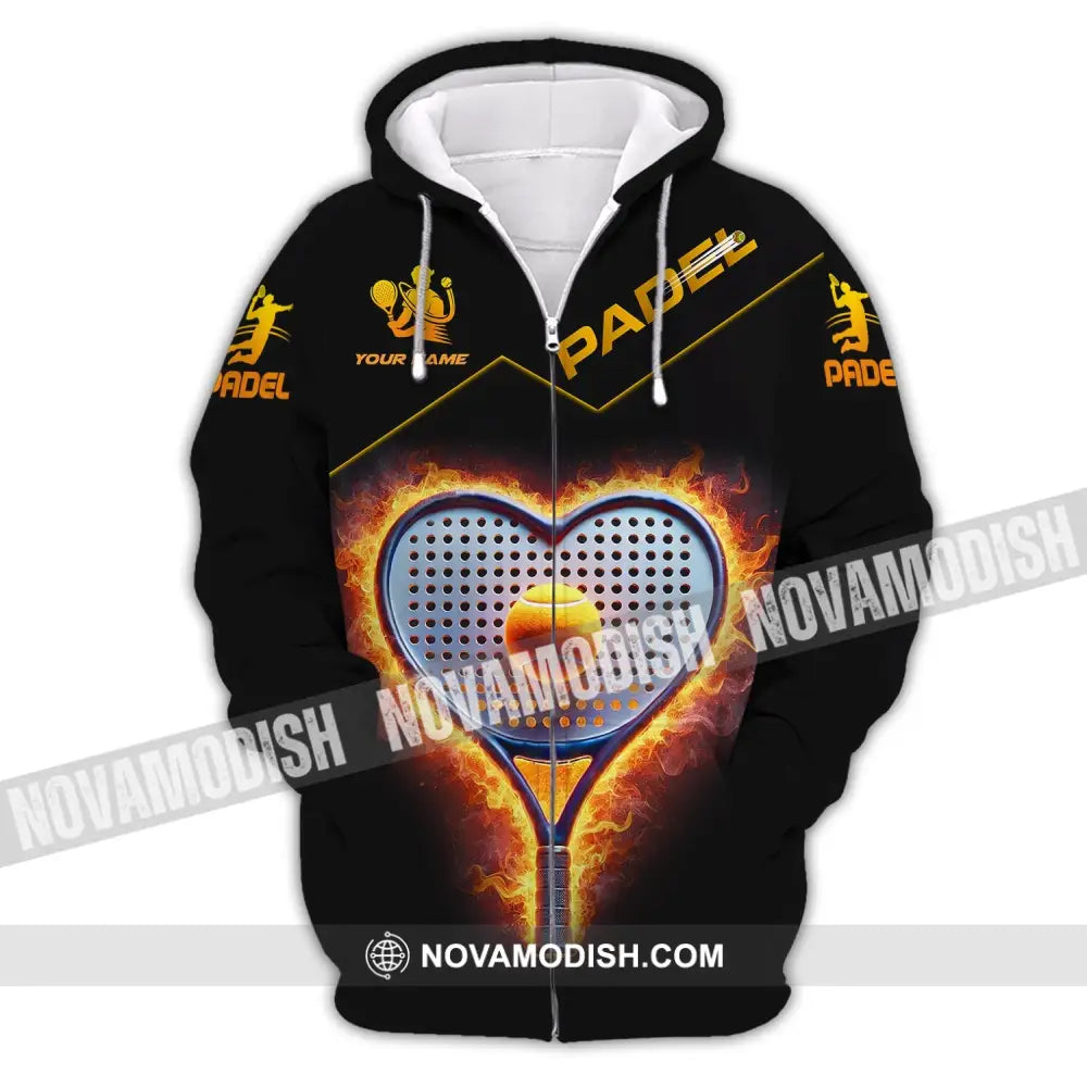 Unisex Shirt - Custom Name Padel Tennis Zipper Hoodie / S T-Shirt