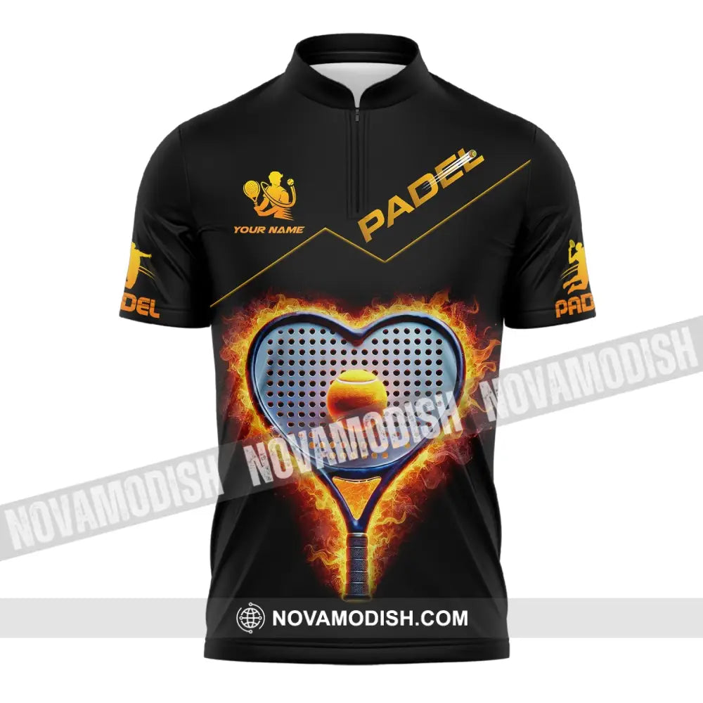 Unisex Shirt - Custom Name Padel Tennis Zipper Polo / S T-Shirt