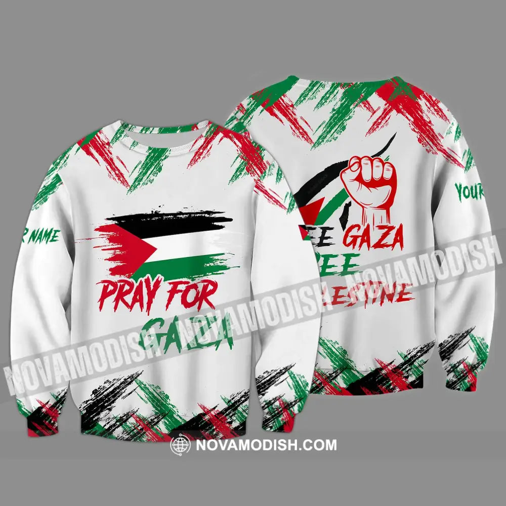 Unisex Shirt - Custom Name Palestine Shirt Pray For Gaza Long Sleeve / S T-shirt