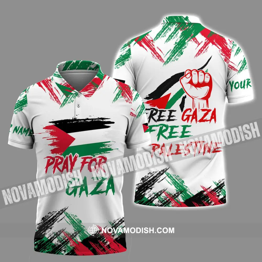 Unisex Shirt - Custom Name Palestine Shirt Pray For Gaza Polo Shirt / S T-shirt