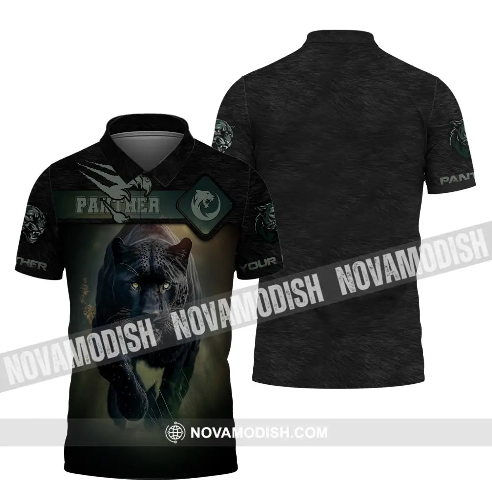 Unisex Shirt Custom Name Panther T-Shirt For Lovers Polo / S