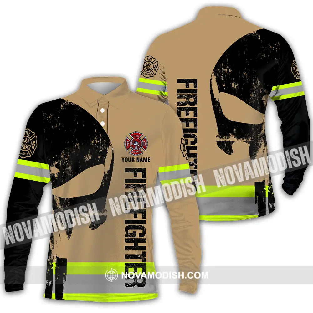 Unisex Shirt - Custom Name Shirt Patriot Day 911 Fire Dept Long Sleeve Polo / S T-shirt
