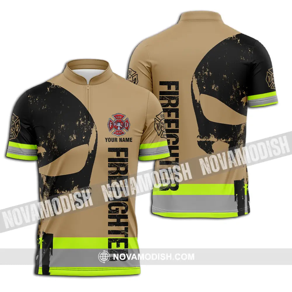 Unisex Shirt - Custom Name Shirt Patriot Day 911 Fire Dept Zipper Polo Shirt / S T-shirt