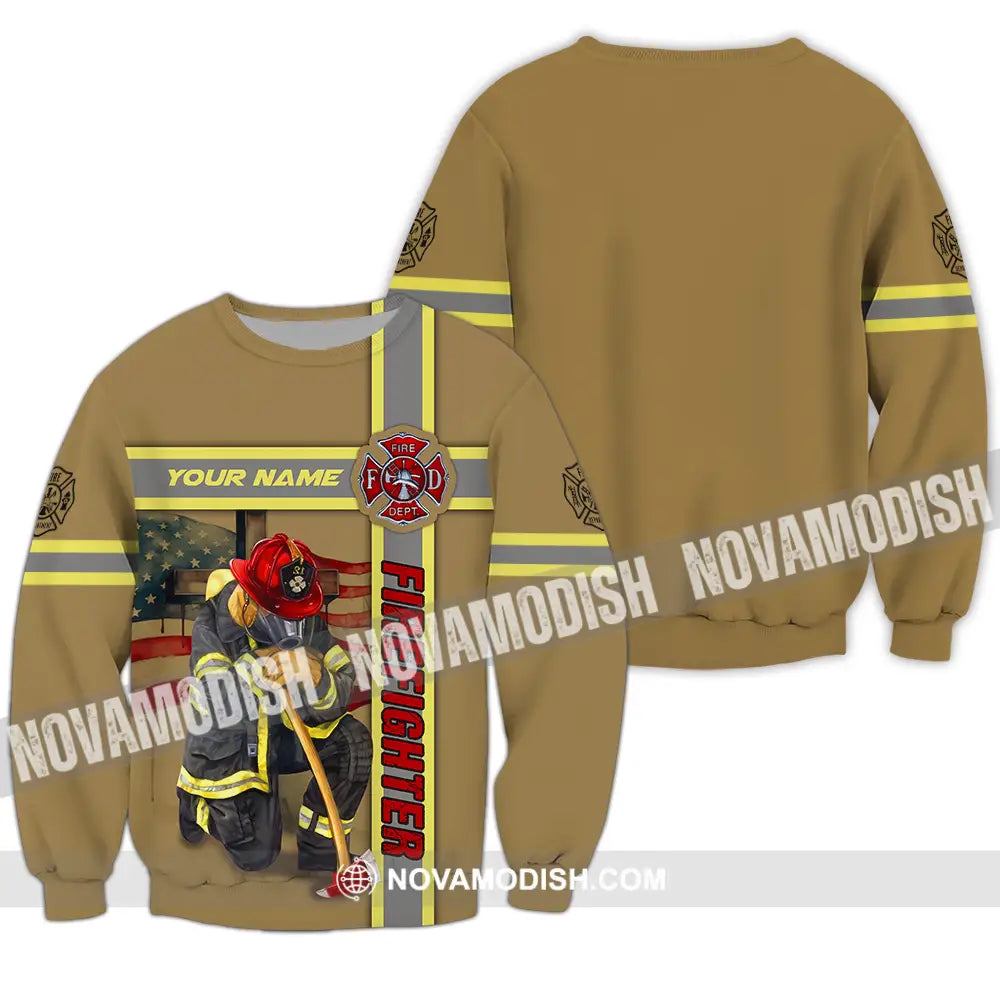Unisex Shirt - Custom Name Patriot Day 911 Shirt Firefighter Long Sleeve / S T-shirt