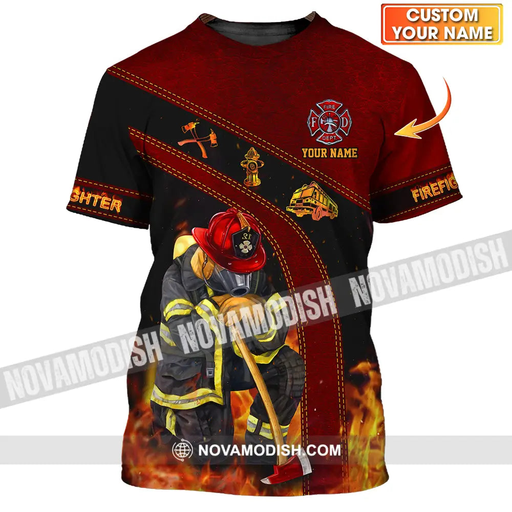 Unisex Shirt - Custom Name Shirt Patriot Day 911 Firefighter T-shirt