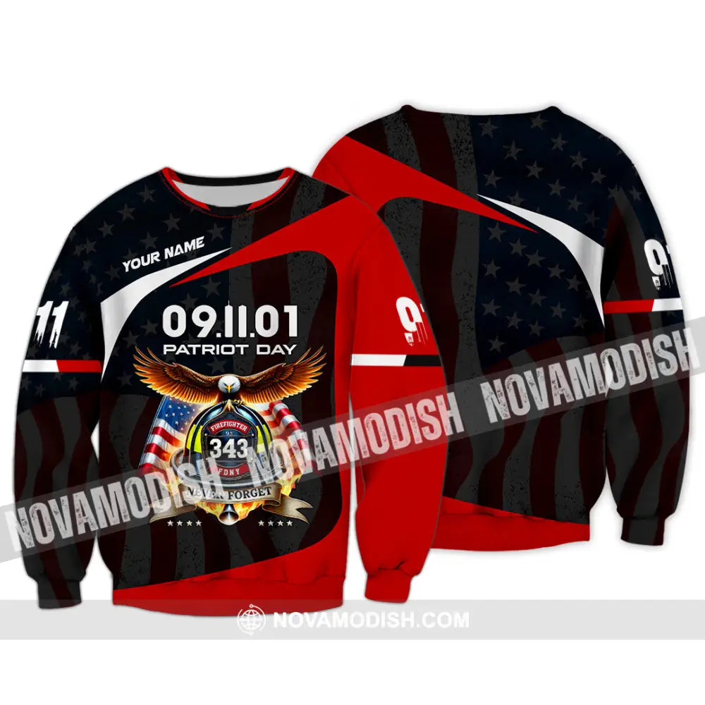 Unisex Shirt Custom Name Patriot Day 911 Memorial Firefighter Long Sleeve / S T-Shirt