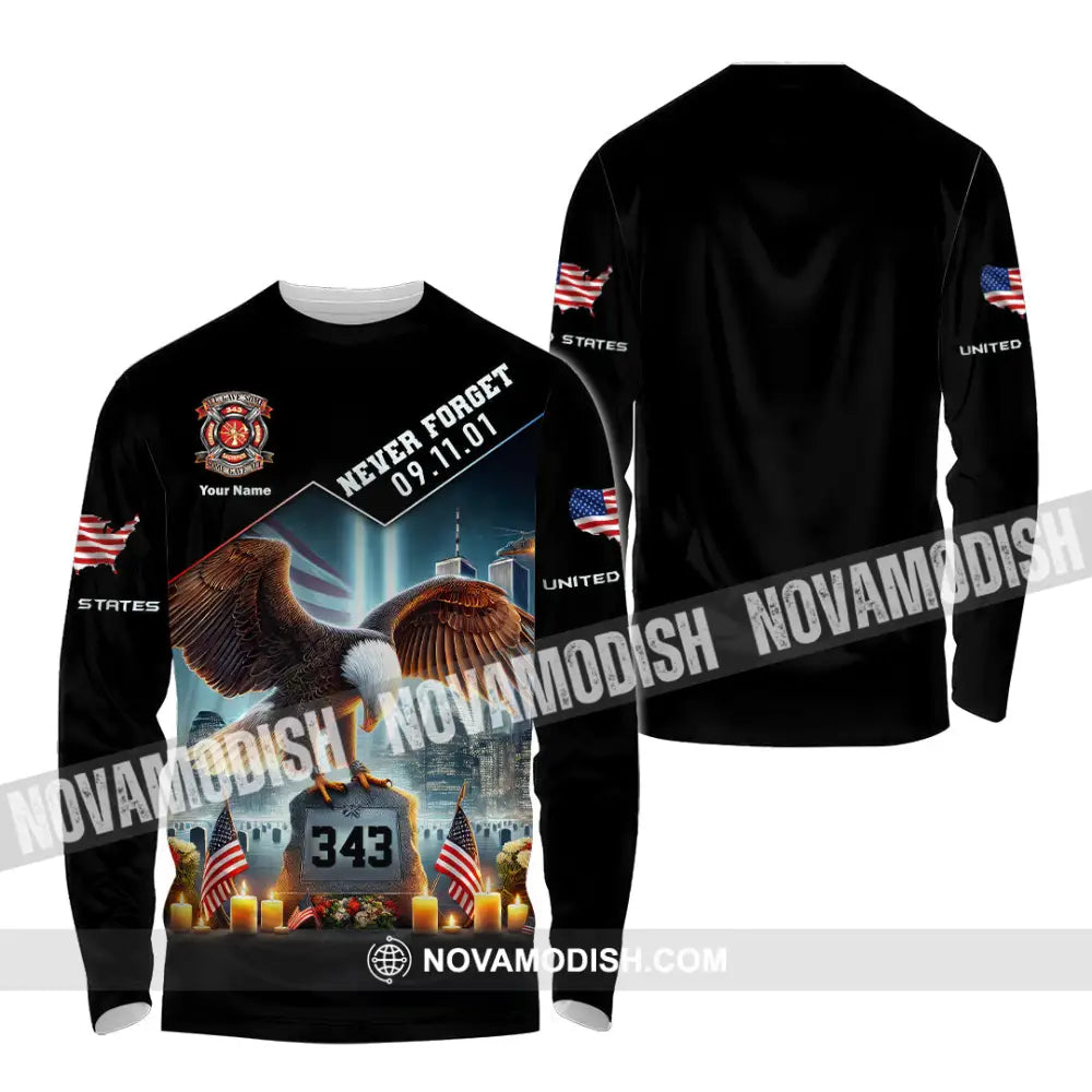 Unisex Shirt Custom Name Patriot Day 911 Memorial Firefighter Long Sleeve / S T-Shirt