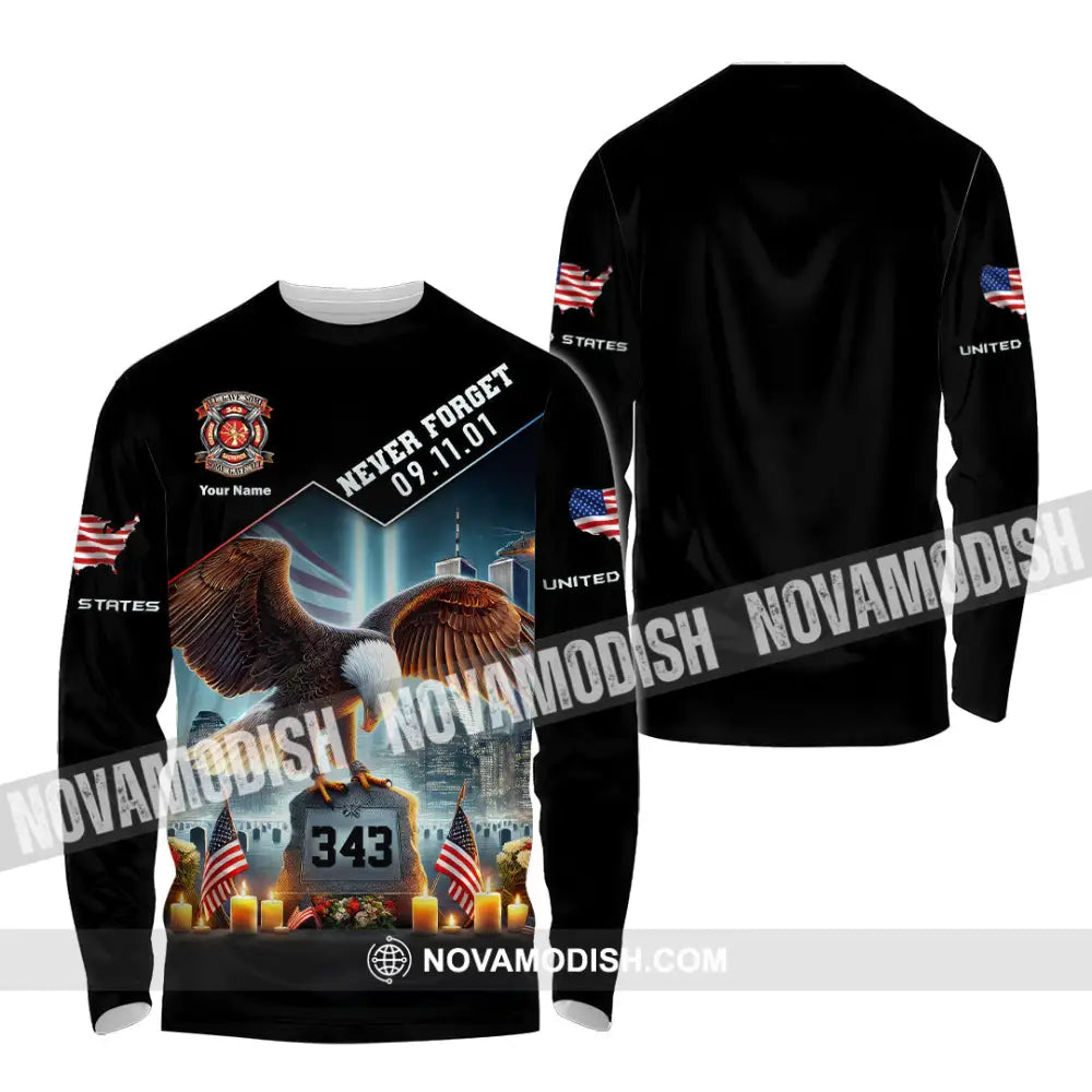 Unisex Shirt Custom Name Patriot Day 911 Memorial Firefighter Long Sleeve / S T-Shirt