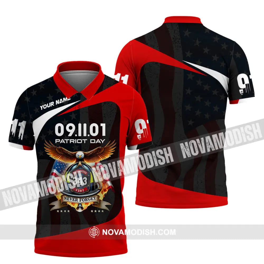 Unisex Shirt Custom Name Patriot Day 911 Memorial Firefighter Polo / S T-Shirt