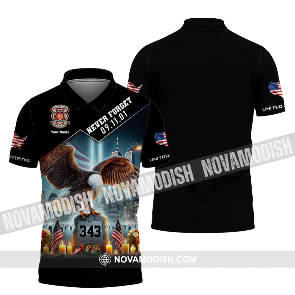 Unisex Shirt Custom Name Patriot Day 911 Memorial Firefighter Polo / S T-Shirt