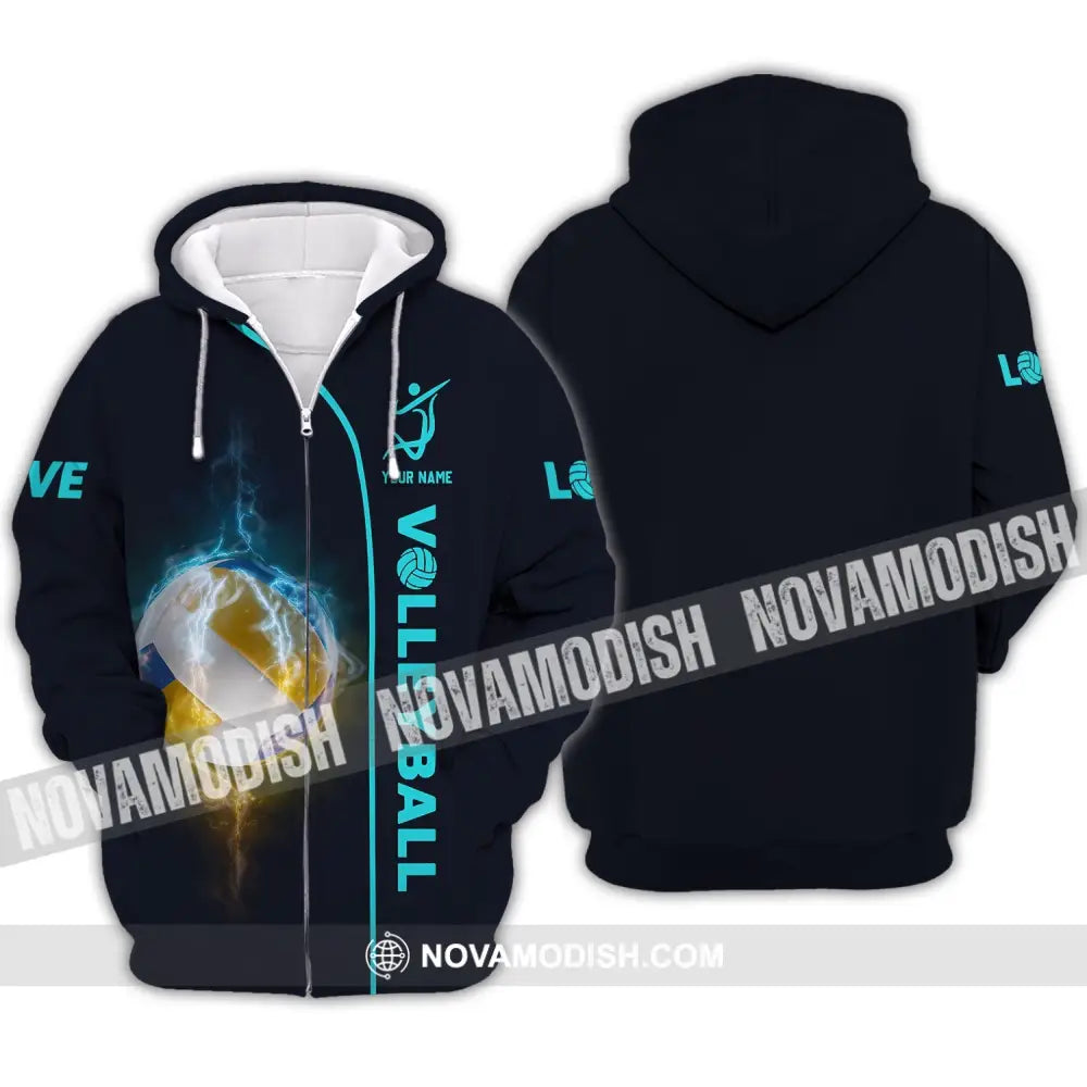 Unisex Shirt - Custom Name Shirt - Personalized Volleyball Shirt - Volleyball Clothing Zipper Hoodie / S T-shirt