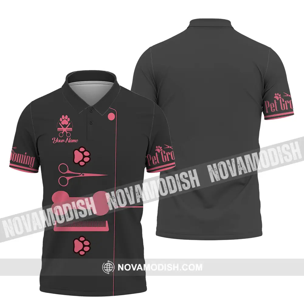 Unisex Shirt - Custom Name Pet Grooming Shirt Polo Shirt / S T-shirt