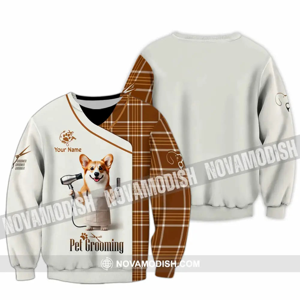 Unisex Shirt Custom Name Pet Grooming Shop T-Shirt Long Sleeve / S T-Shirt