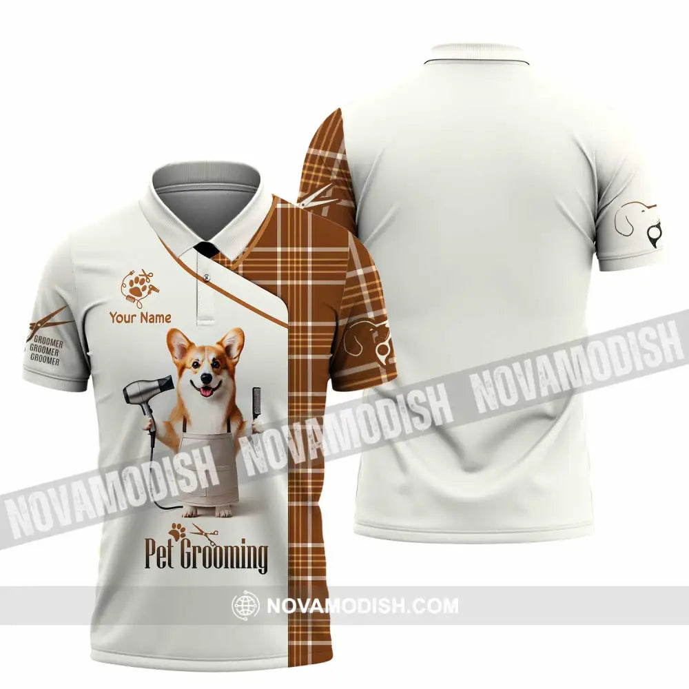 Unisex Shirt Custom Name Pet Grooming Shop T-Shirt Polo / S T-Shirt