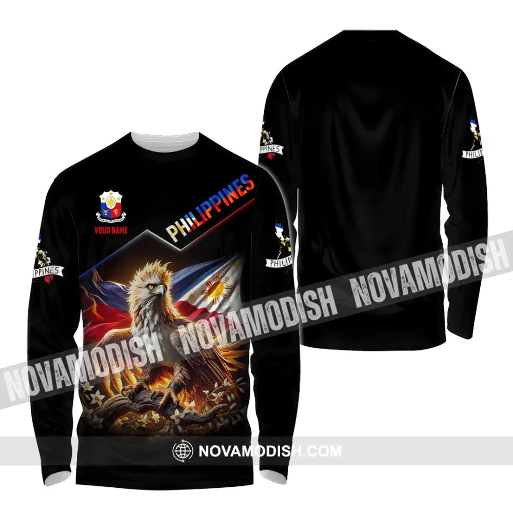 Unisex Shirt Custom Name Philippines Lover Gift Long Sleeve / S T-Shirt
