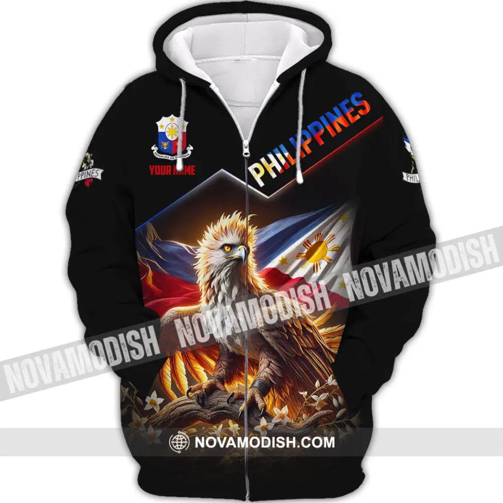 Unisex Shirt Custom Name Philippines Lover Gift Zipper Hoodie / S T-Shirt