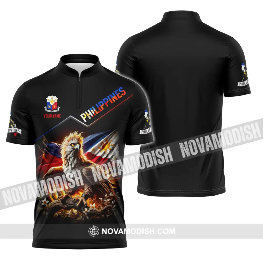 Unisex Shirt Custom Name Philippines Lover Gift Zipper Polo / S T-Shirt