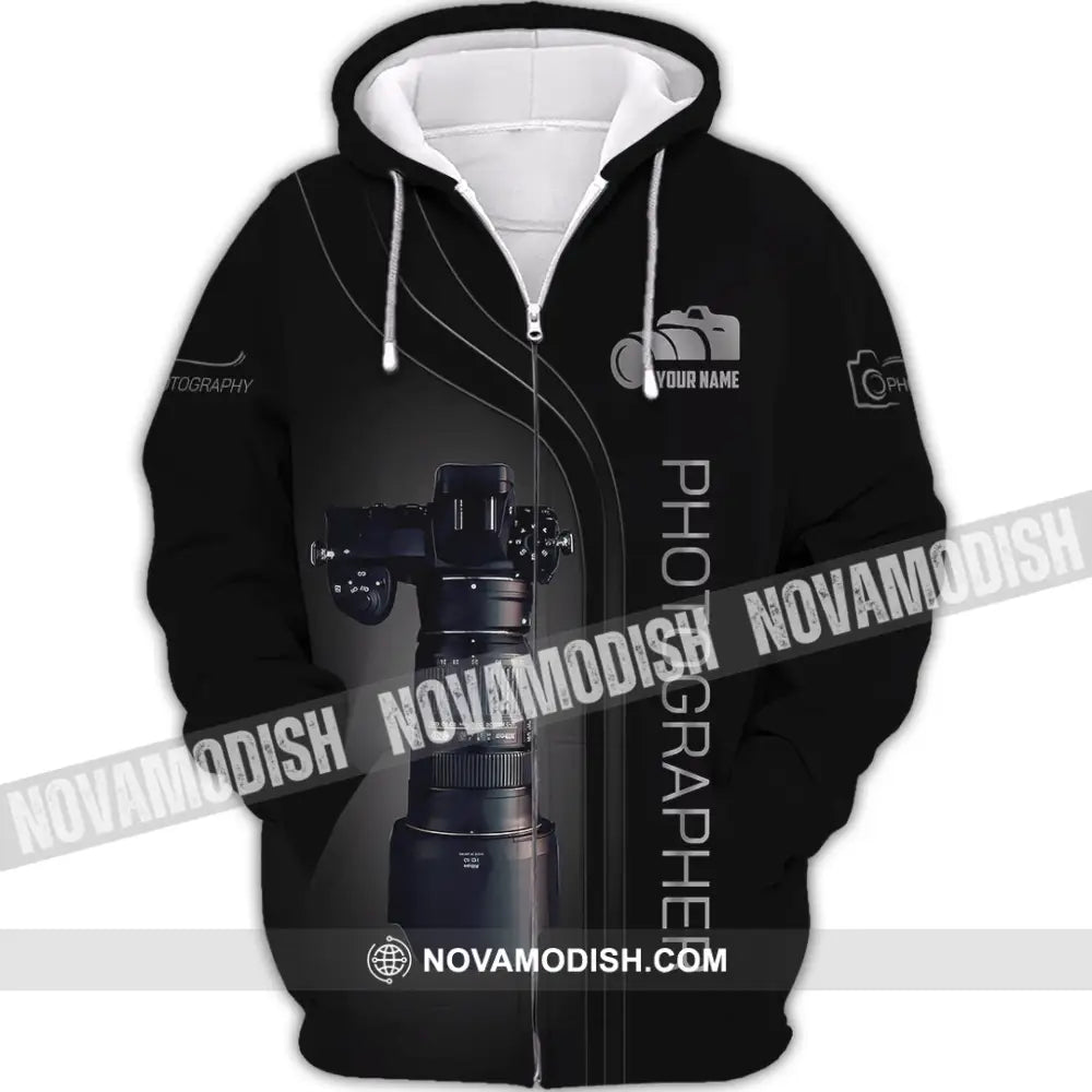 Unisex Shirt Custom Name Photographer Long Sleeve Gift Zipper Hoodie / S T-Shirt