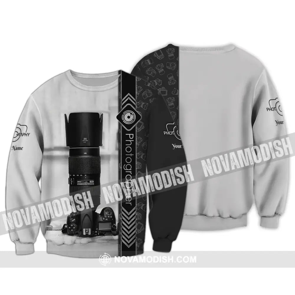 Unisex Shirt Custom Name Photographer Photography T-Shirt Photographers Apparel Long Sleeve / S