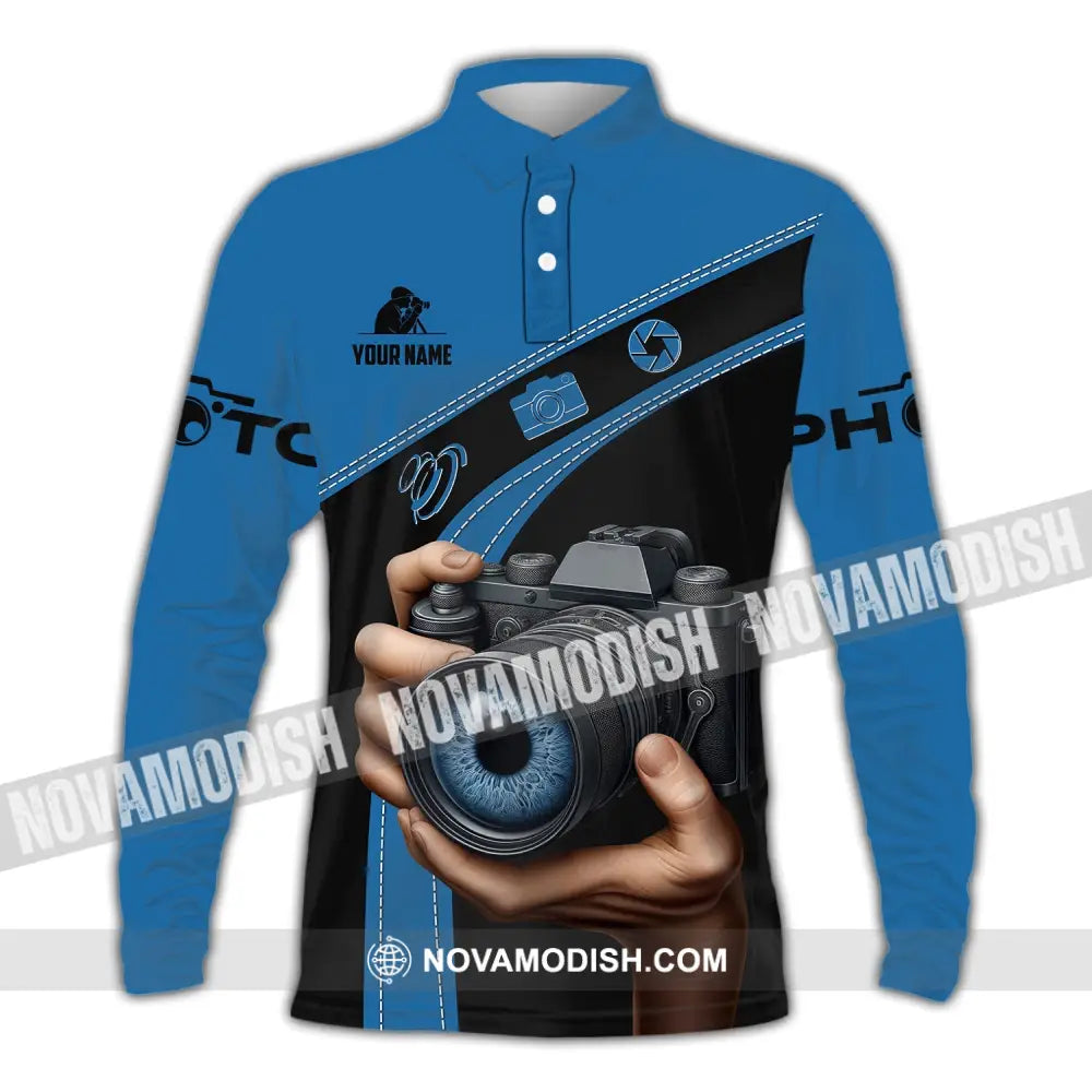 Unisex Shirt Custom Name Photographer Polo Long Sleeve / S T-Shirt