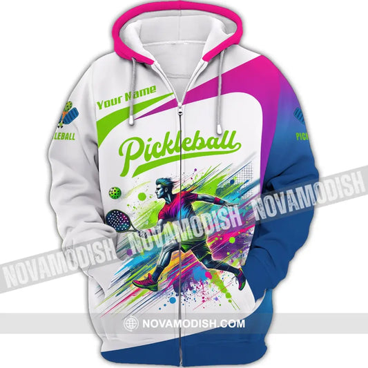 Unisex Shirt Custom Name Pickleball Lover Hoodie Polo Long Sleeve Gift For Players Zipper / S
