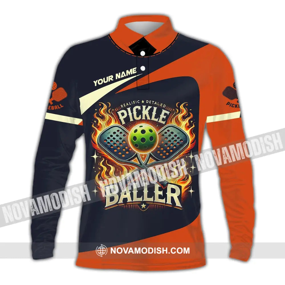 Unisex Shirt Custom Name Pickleball T-Shirt For Club Gift Players Long Sleeve Polo / S T-Shirt