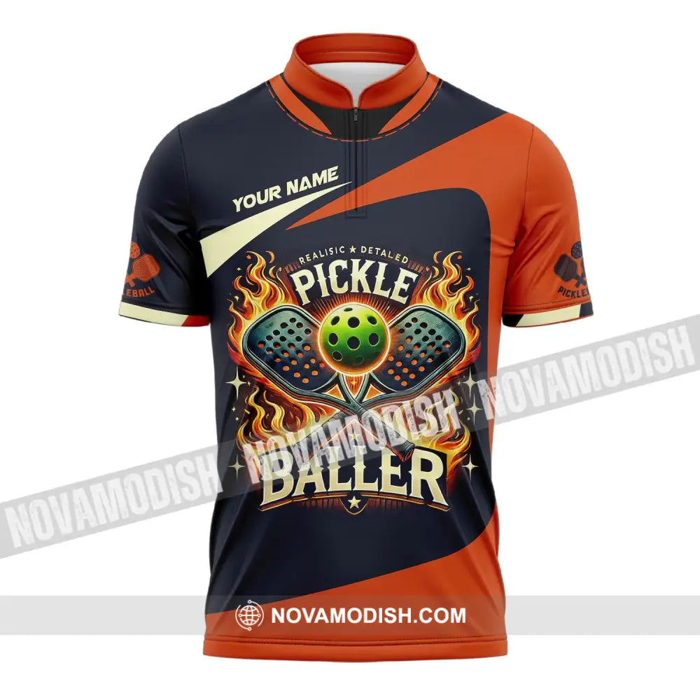 Unisex Shirt Custom Name Pickleball T-Shirt For Club Gift Players Zipper Polo / S T-Shirt