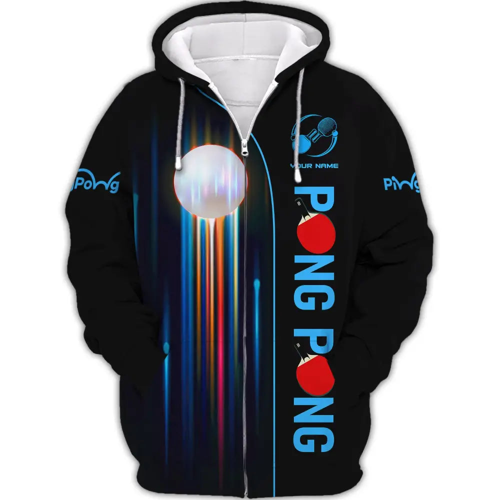 Unisex Shirt Custom Name - Ping Pong Clothing Club T-Shirt Gifts For Lovers Zipper Hoodie / S
