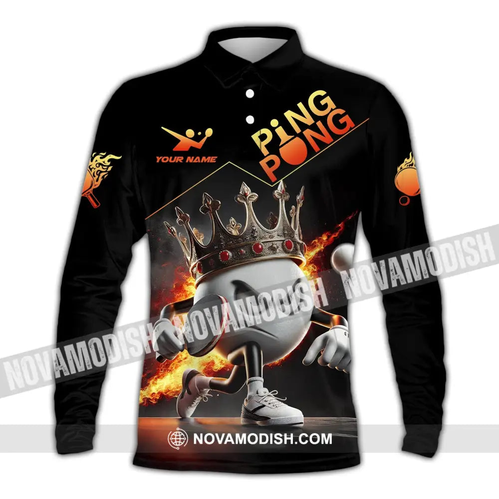 Unisex Shirt Custom Name Ping Pong Gift For Lover Long Sleeve Polo / S T-Shirt