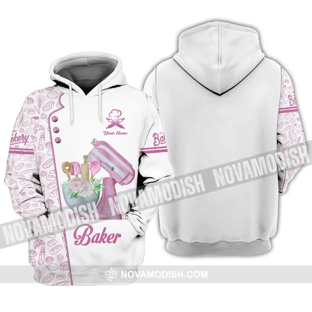 Unisex Shirt - Custom Name Pink Baker Shirt Hoodie / S T-shirt