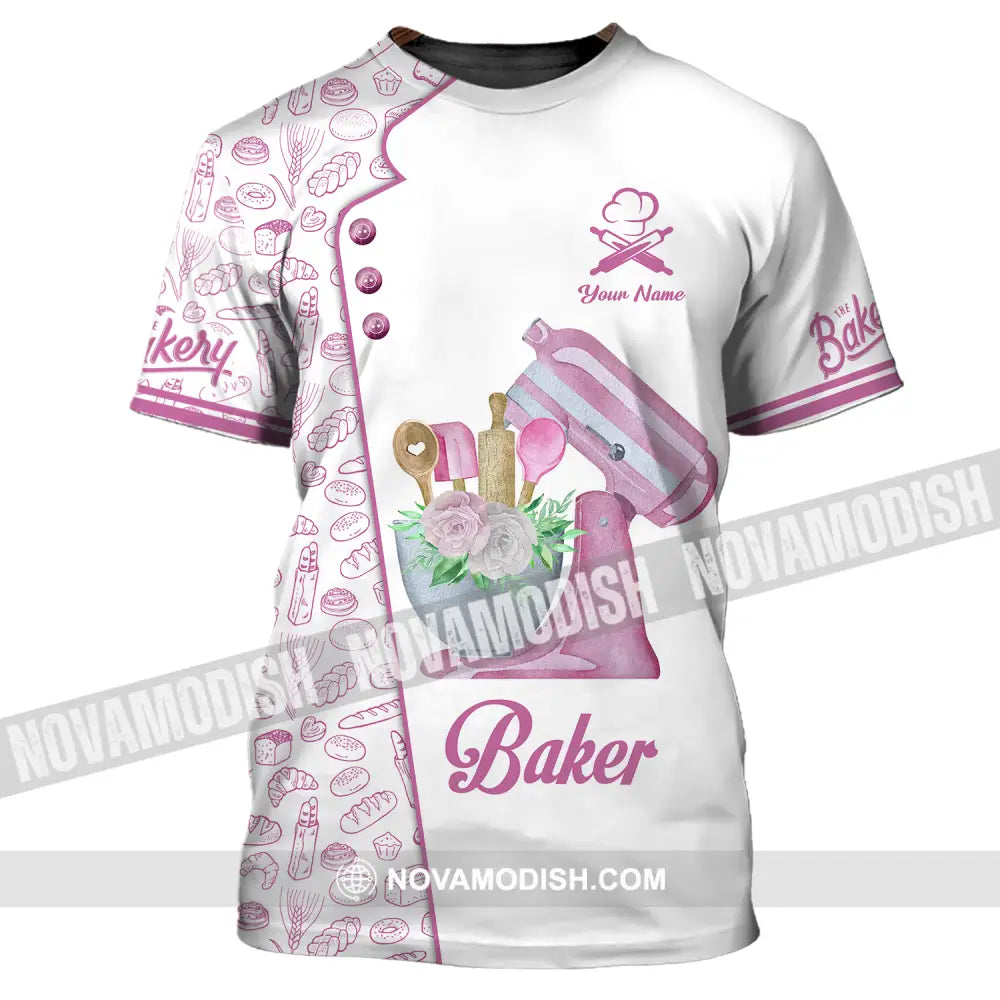 Unisex Shirt - Custom Name Pink Baker Shirt T-Shirt / S T-shirt