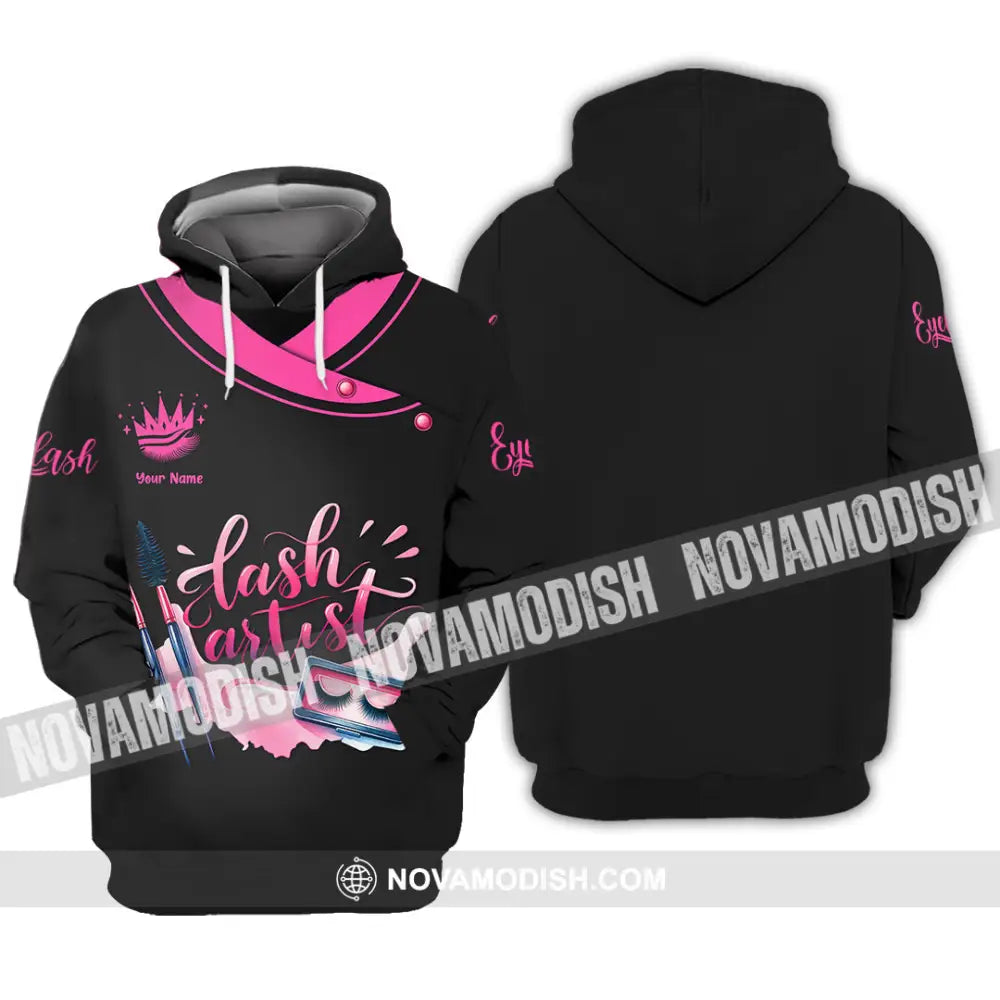 Unisex Shirt - Custom Name Shirt Pink Lash Artist Hoodie / S T-shirt