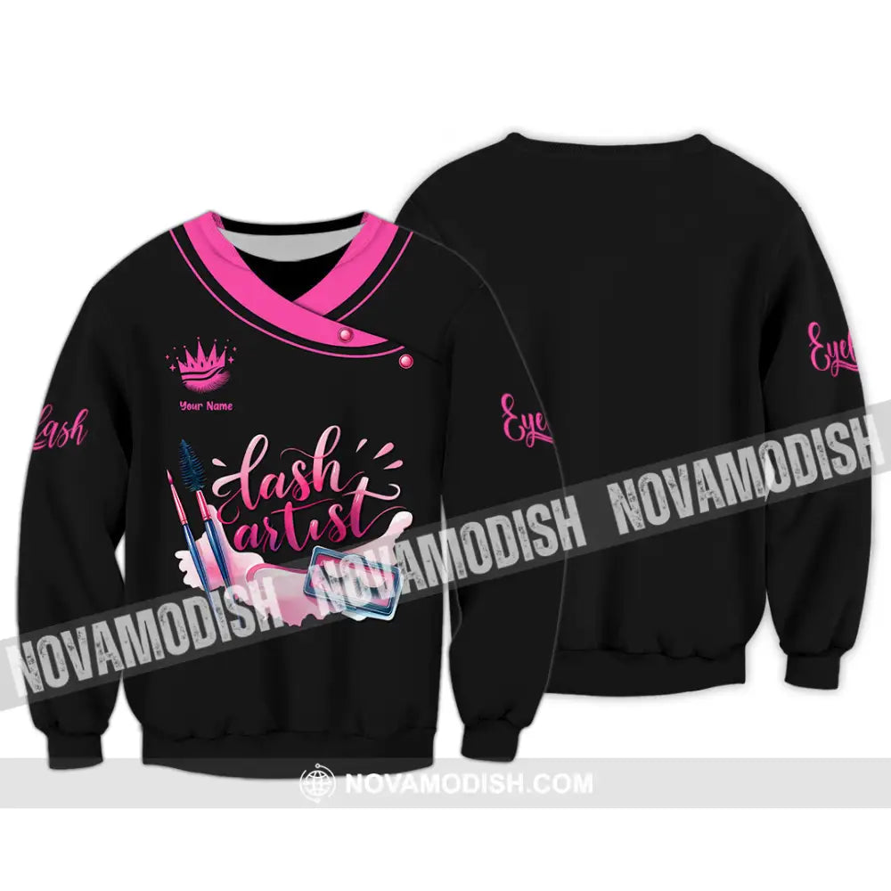 Unisex Shirt - Custom Name Shirt Pink Lash Artist Long Sleeve / S T-shirt