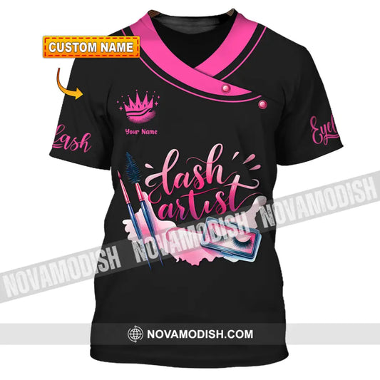 Unisex Shirt - Custom Name Shirt Pink Lash Artist T-shirt