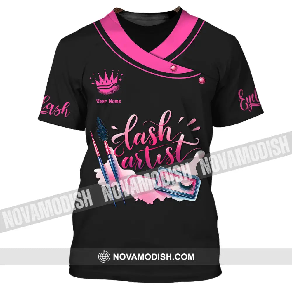 Unisex Shirt - Custom Name Shirt Pink Lash Artist T-Shirt / S T-shirt