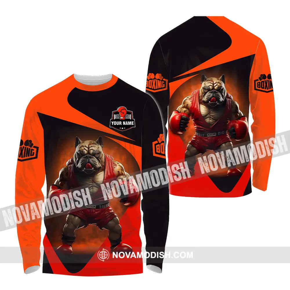 Unisex Shirt - Custom Name Pitbull Boxing Shirt Long Sleeve Shirt / S T-shirt