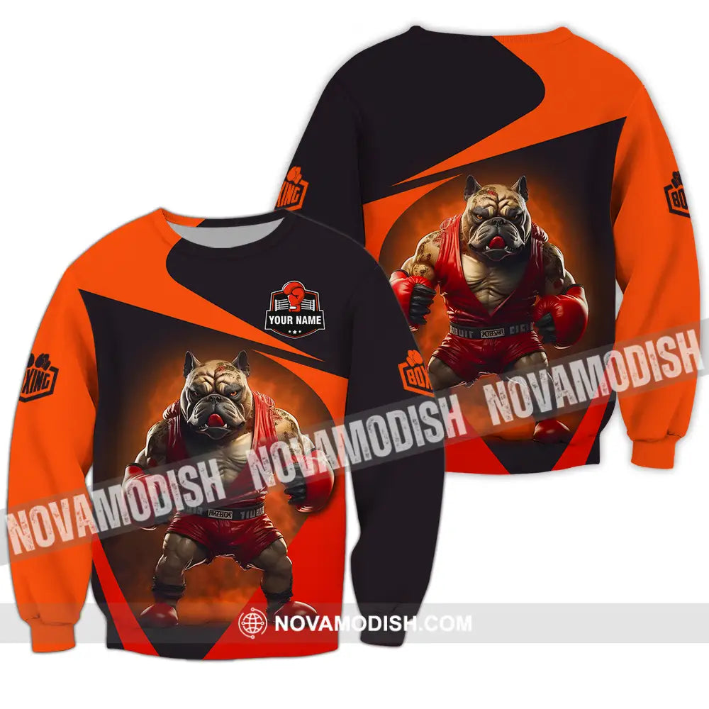 Unisex Shirt - Custom Name Pitbull Boxing Shirt Long Sleeve / S T-shirt